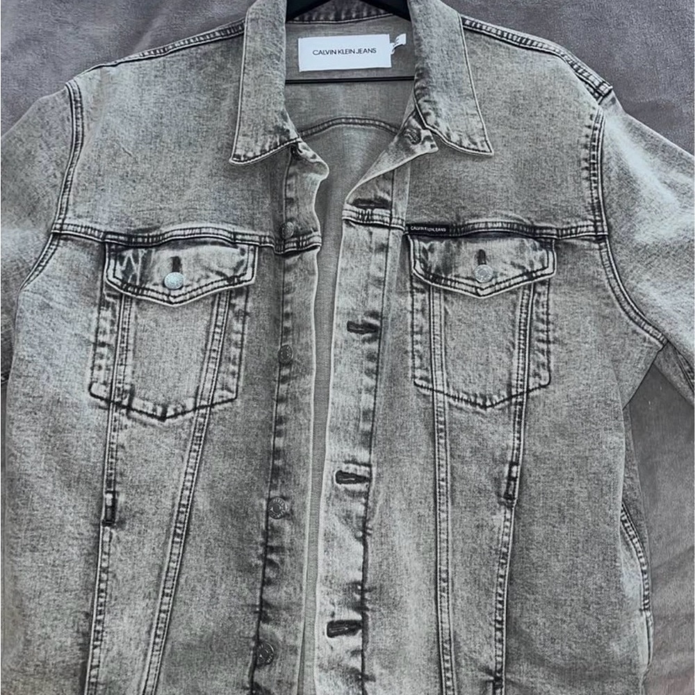Calvin Klein Jeans Black and Gray Denim Jacket